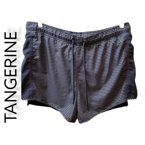 Tangerine Striped Athletic Shorts, Size L, Gray & White - Picture 1 of 9